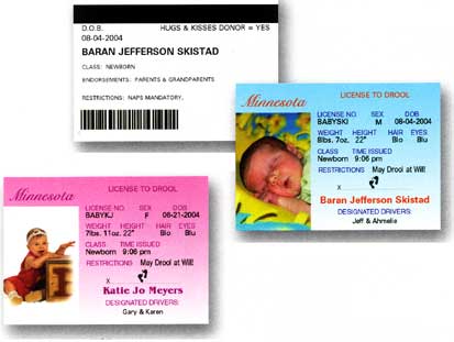 Custom photo birth announcements and trading cards