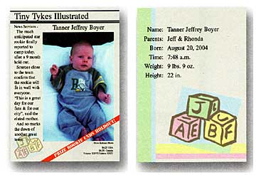 Custom photo birth announcements and trading cards