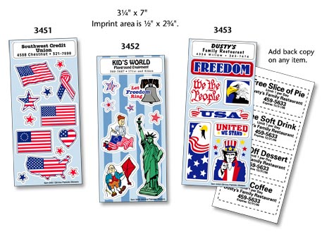 American flag and patriotic sticker sheets