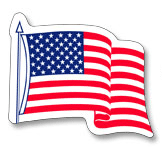Waving US flag sticker