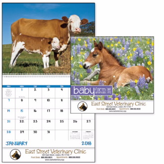 7020 - baby farm animals wall calendar