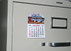 Adhesive Calendar Pad on File Cabinet