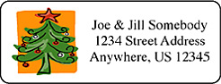 Personalized holiday tree and christmas return address labels