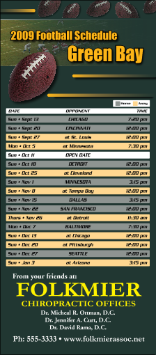 NFL sports schedule magnets